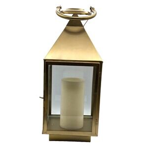 Scott Living Metal Hurricane Lantern with Candle  15" TALL  Retail $60 Cottage
